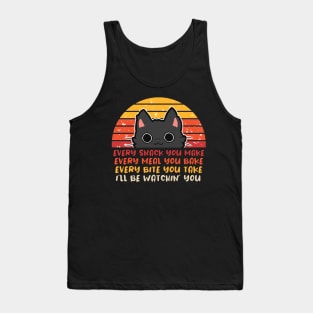 Retro Cat - Watching You Snack Tank Top